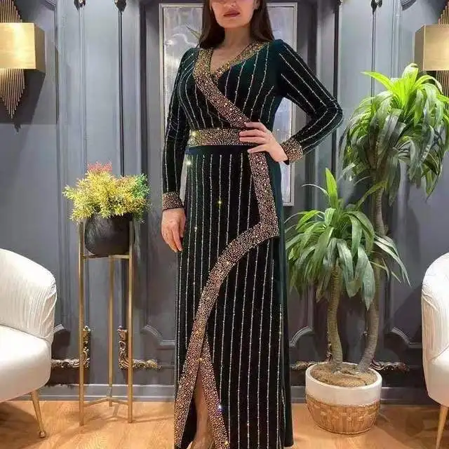 elegant islamic dresses for parties Luxorious Gold Islamic Evening Dresses High Neck Hijab Formal Party Go –  Aroosah main image 0