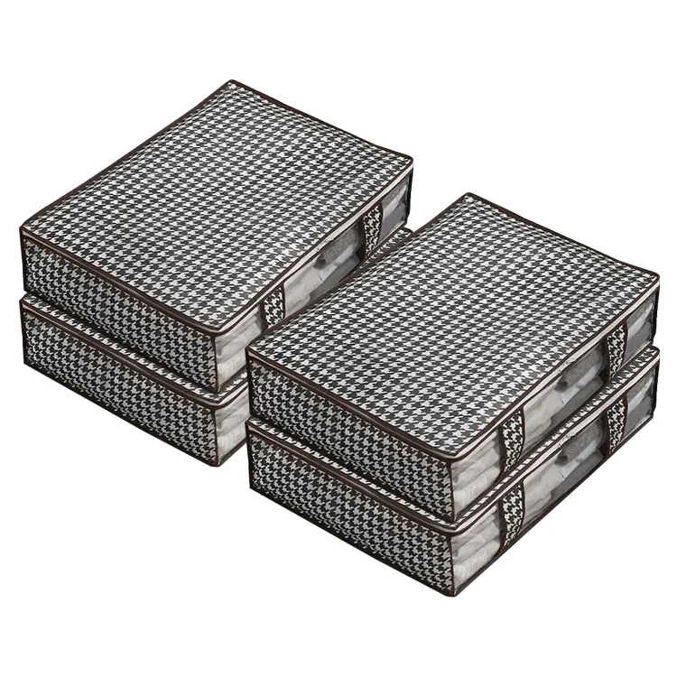 Foldable Clothes Storage Bin Under Bed Storage Box Swallow Gird Containers Storage Organizer With Lid