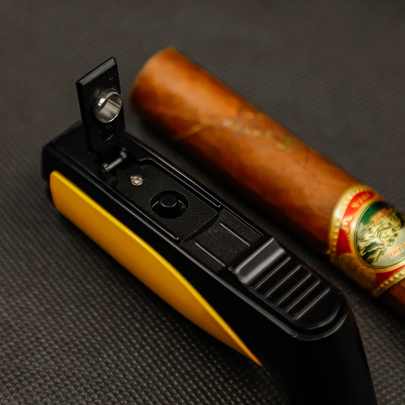 Guevara Stylish Double Flame Blue Torch Lighter Modern Design Gun Pocket Cigarette Holder for Travel