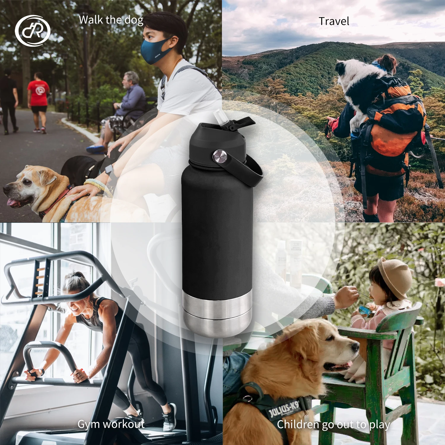 Portable 20 Oz Dog Water Bottle For Walking | Leak-Proof Dispenser Bowl | Large Capacity Travel Accessory For Dogs - Blue | Buy Now With Express International Delivery