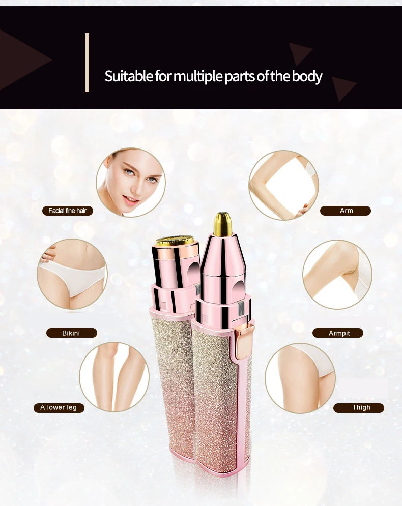 Instant 2 In 1 USB Rechargeable Face Epilator Hair Remover Electric Eyebrow Trimmer