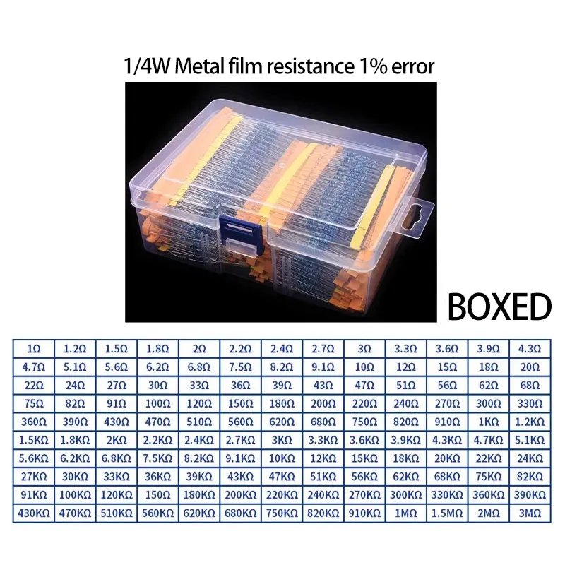 Metal Film Resistor 1/4W 1/2W 1W 2W 3W 5W 1% Precision Color Ring 1 Ohm-1K-1M Five Color Ring Resistor Made In China - Foto 8