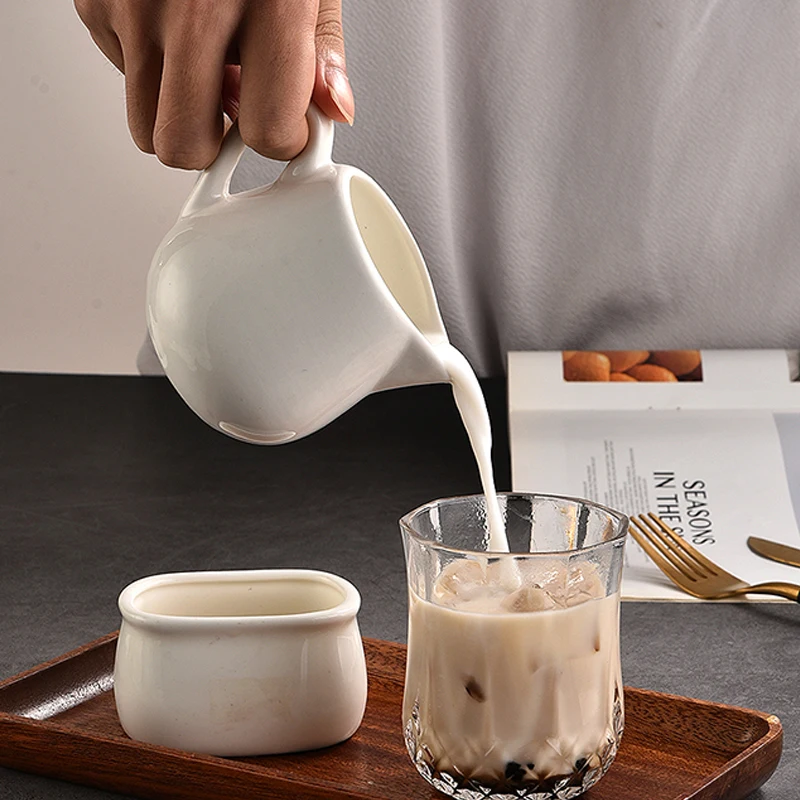 2-Pack White Porcelain Creamer Pitchers - 6oz Syrup Servers For Coffee & Tea