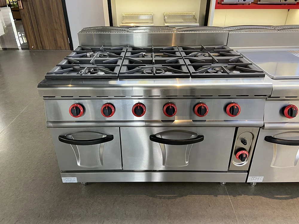 Газовая плита с 6 горелками и газовой духовкой коммерческое кухонное оборудование для