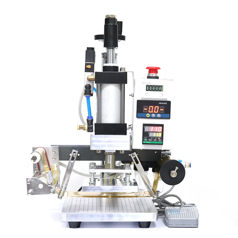 Pneumatic Hot Foil Stamping Machine 110V 500W Leather PVC Press Digital Hot  Foil Stamping Machine for PVC PU Card Leather Wood Embossing