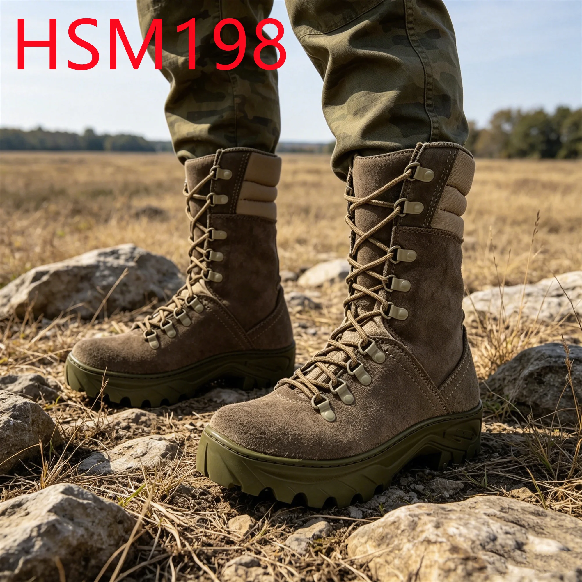 HY, bottes de combat de 8 pouces à semelle extérieure en caoutchouc cousue, conçues pour les exercices sur le terrain en équipe, bottes utilitaires en daim naturel anti-déchirure, bottes de désert, modèle HSM198