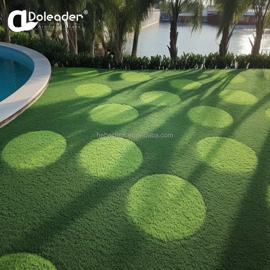 Customized Pattern Artificial Synthetic Grass Lawn Turf 3D Print Carpet for Golf Course Decoration