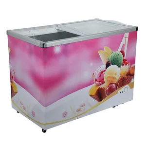 2026 New Style 238L Commercial Sliding Top Open Glass Door Display Chest Freezer