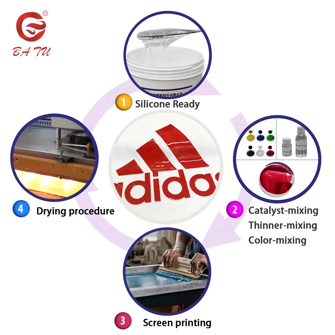 Source Manufacturer Screen Printing Glossy Silicone for Shiny Glossy Effect Silicone High Fastness Silicone Ink