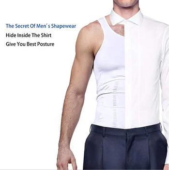Men Body Shaper Slimming Vest Tummy Control Underwear 2 IN 1 Compression Shirt W