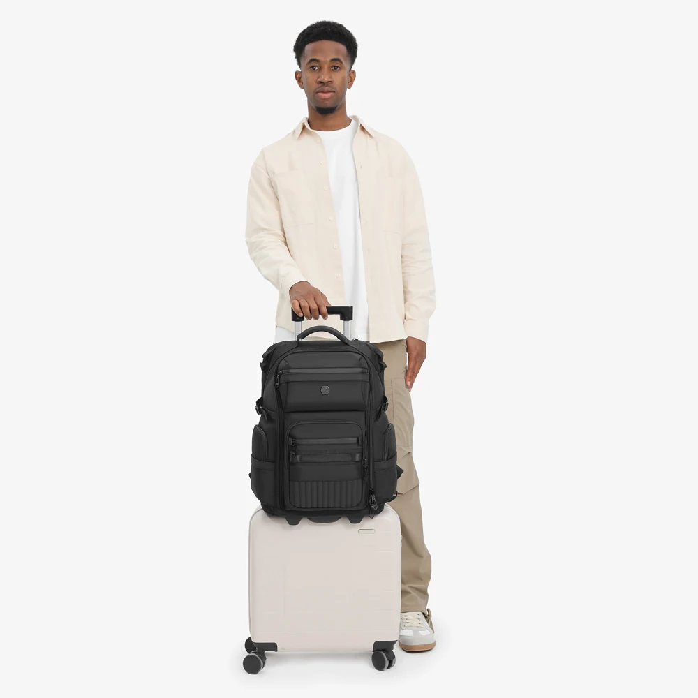 Ozuko 9820 2-Wheel Rolling Backpack - Stylish Trolley Carry-On for