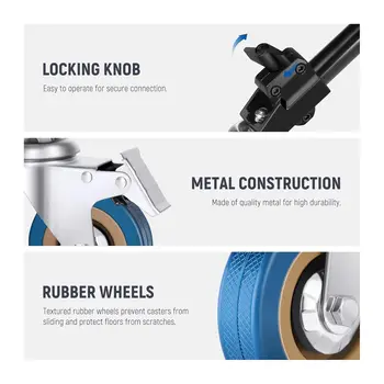 NEEWER Professional Swivel Caster Wheel Set 3 Pack, 360 Rotation Rubber Wheel with Durable Iron Construction Foot Brake Lock detail image