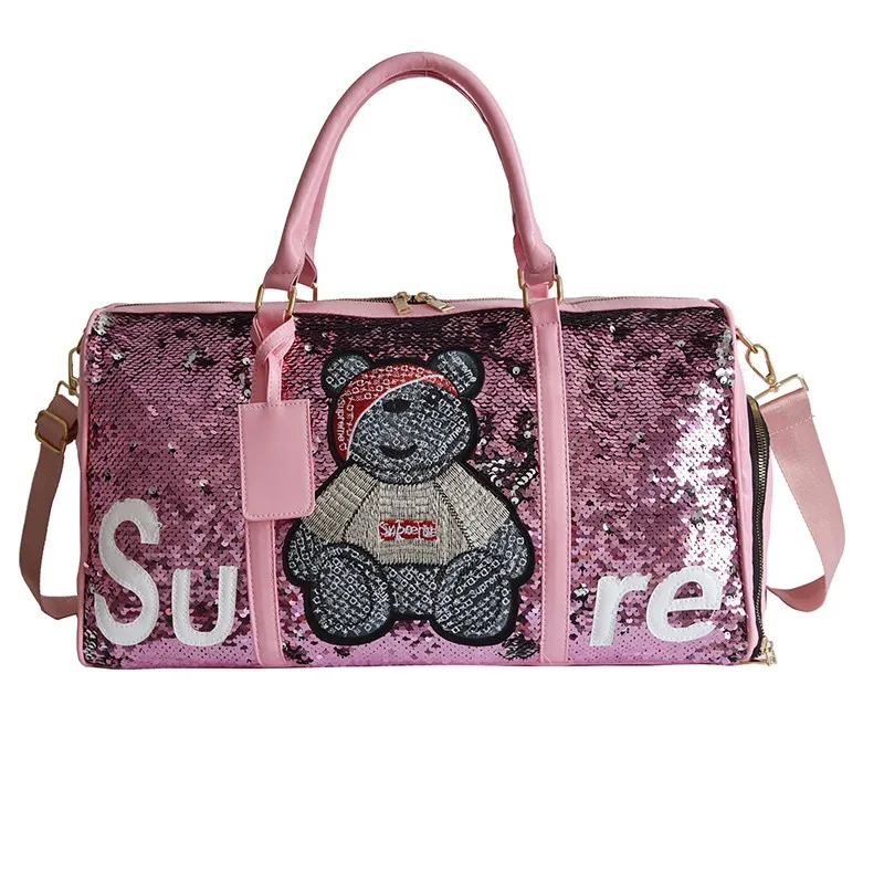waterproof sequins duffel gym bags custom design with shoe compartment