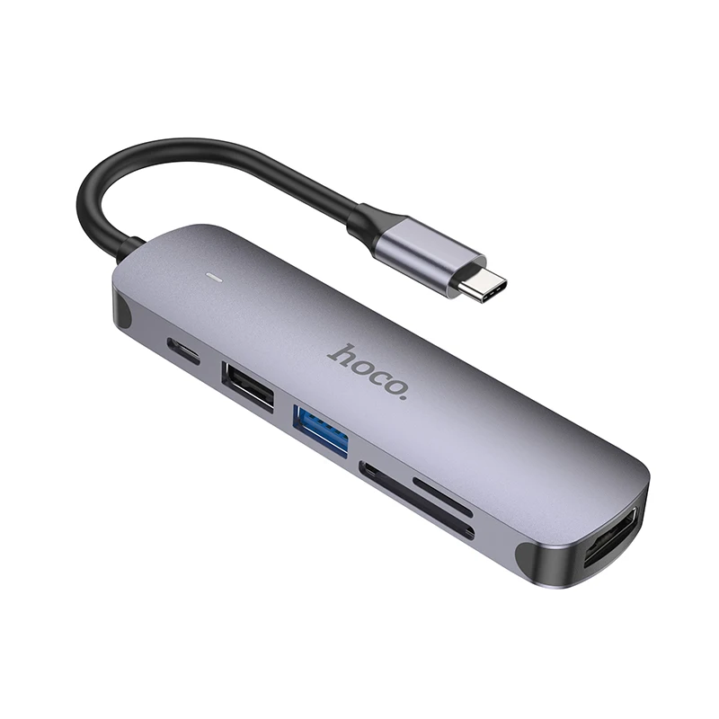 HOCO 6 in 1 HUB HB28 Type-C Multi-Function Converter(HDTV+USB3.0+USB2.0+SD+TF+PD)