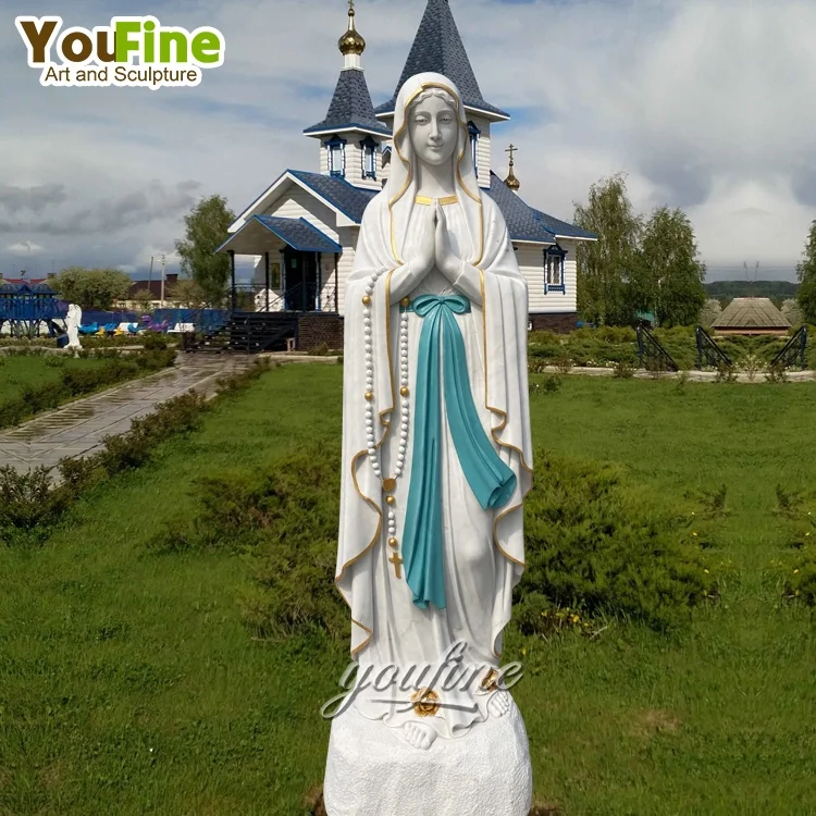 White Marble Virgin Mary Garden Statue - Outdoor Church Decor