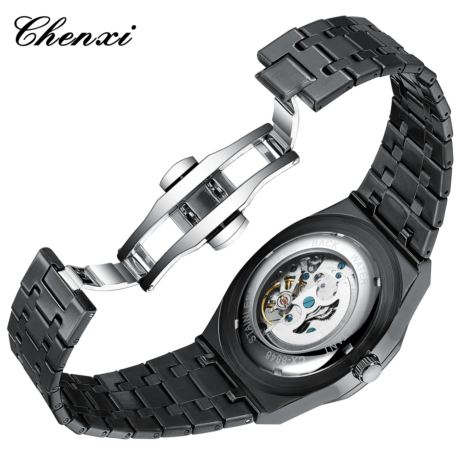 CHENXI 8848 Skeleton Men's Mechanical Watch - Waterproof Stainless