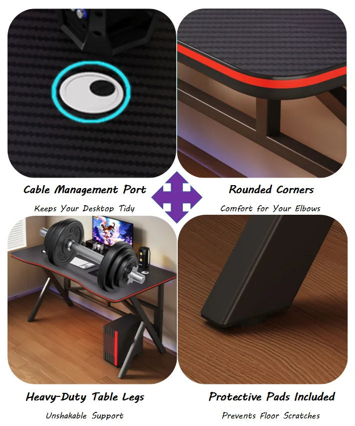 Merry Customizable Ergonomic Durable Steel Gaming Computer Desk Eco-Friendly Design Easy Assembly for Bedroom Office Use details
