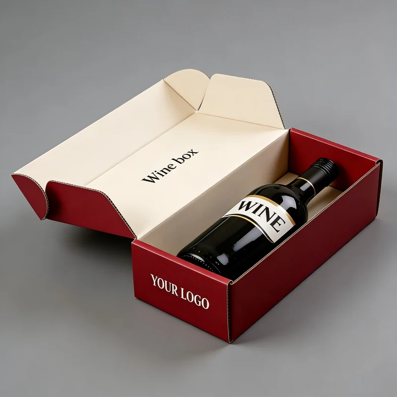 Scatola di lusso di alta qualità pieghevole per spedizione di vino, imballaggio ondulato personalizzato per regali, scatola regalo per vino bianco da 1 o 3 bottiglie, vendita all’ingrosso