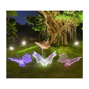 New style courtyard lawn metal color luminous butterfly stainless steel sculpture