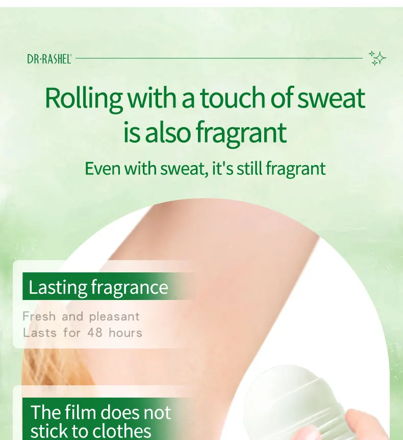 DR RASHEL 0% Alcohol Uplifting & Fresh Roll-On Deodorant 48h Anti Sweat & Odour protection Armpit Whitening Deodorant