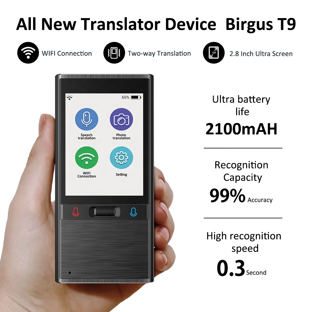 VORMOR T9 Voice Translator Device - 2.8'' Touch Screen, Offline