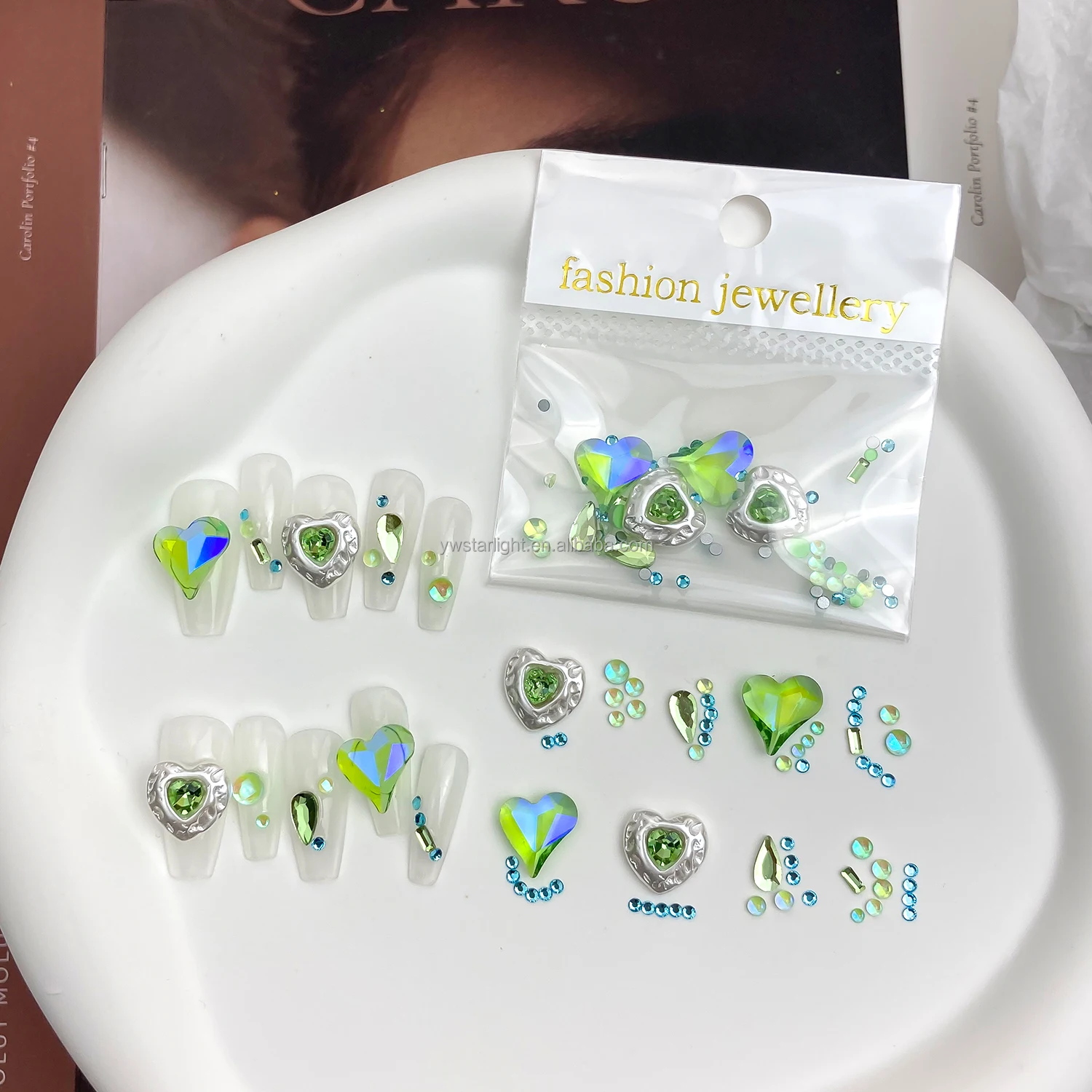 Mixed Packs Nail Art Rhinestones Charms Colorful Baroque Style Heart