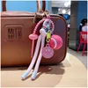 Smiley face tag-pink string