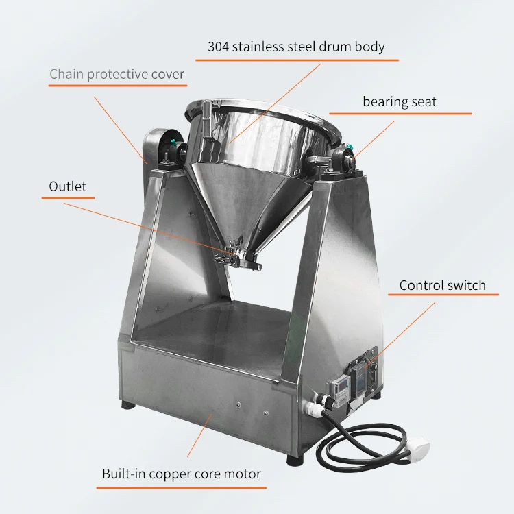 Laboratório comercial que cozinha mistura Jam Powder Mixer Cone Blender-100kg