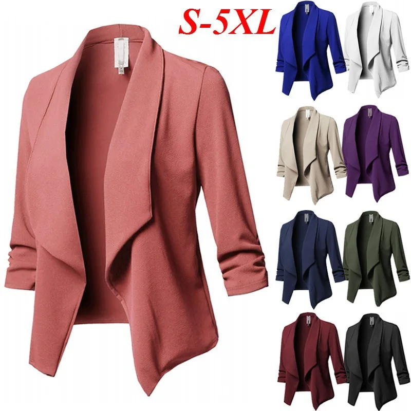 Plus Size S-5xl Coat Women Solid Suit Long Sleeved Lapel Casual Slim None Button Ladies Blazers Work Wear Jacket - Women Cardigan Coat,Plus Size Blazer,Lady Coat on Alibaba.com