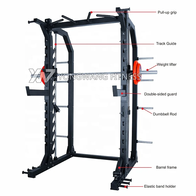 Commercial Fitness Equipment Power Rack Sqaut Rack YW-6608 Smith Free Squat  Rack for Gym