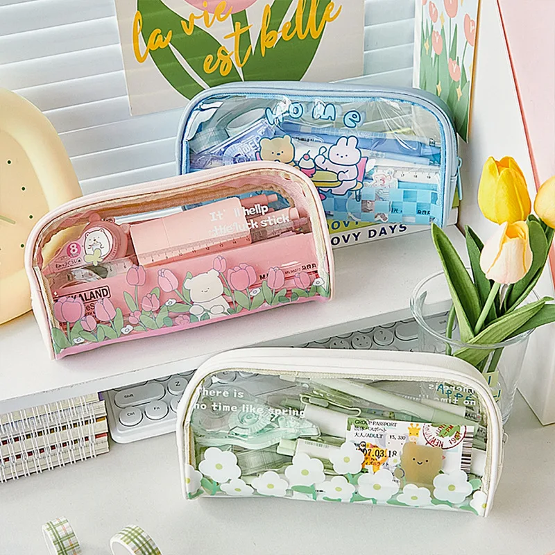 Transparent PVC Pencil Box for Kids Custom Clear Cute Plastic School Pencil Case
