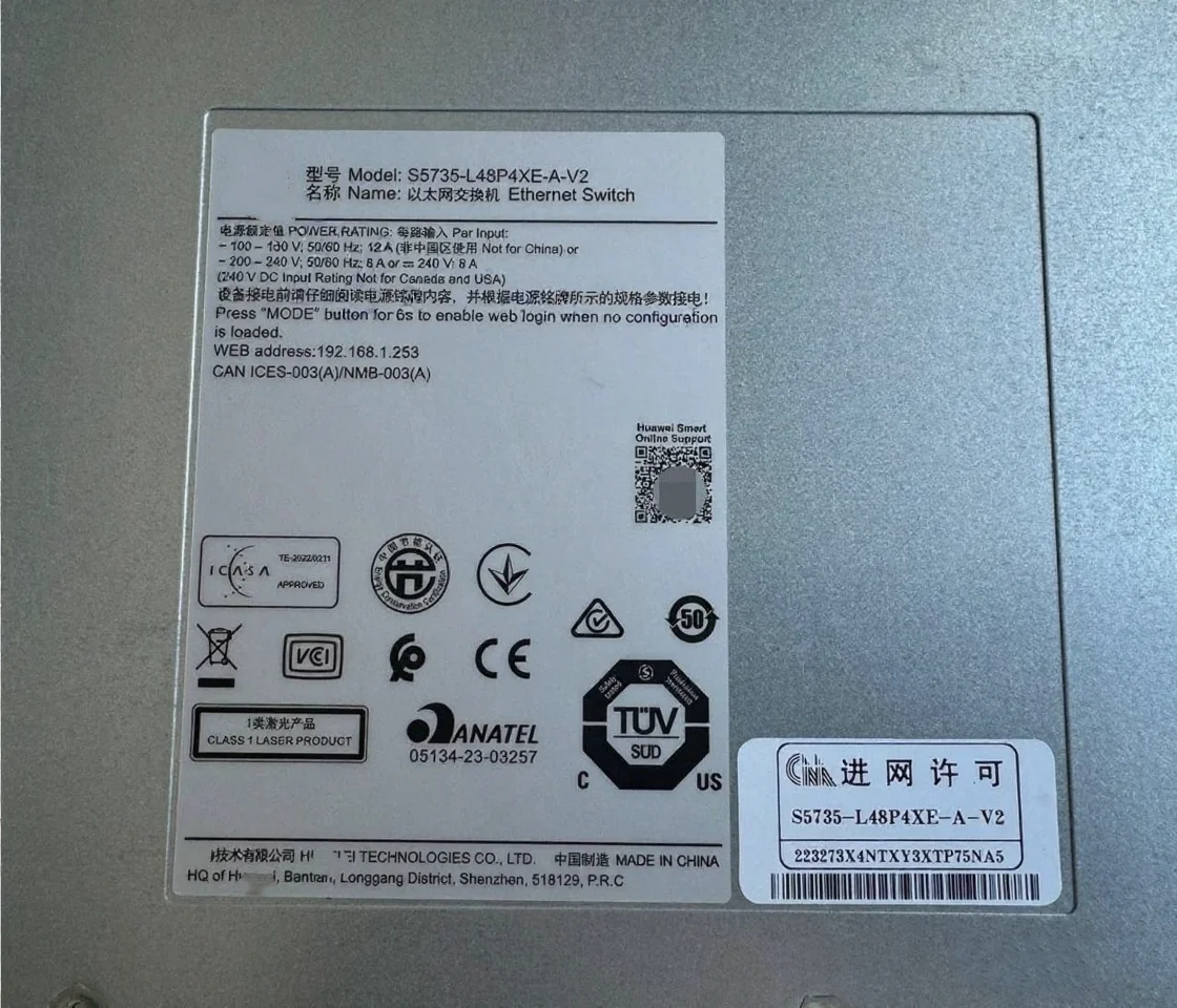 Brand New CloudEngine S5735-L48P4XE-A-V2 Switch 48-Port Gigabit Ethernet PoE Enterprise Network Switch