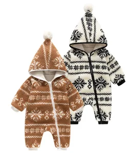 Newborn Long Sleeve Newborn Onesies Clothes Unisex Baby Rompers Berber Fleece Toddler Jumpsuit for Winter