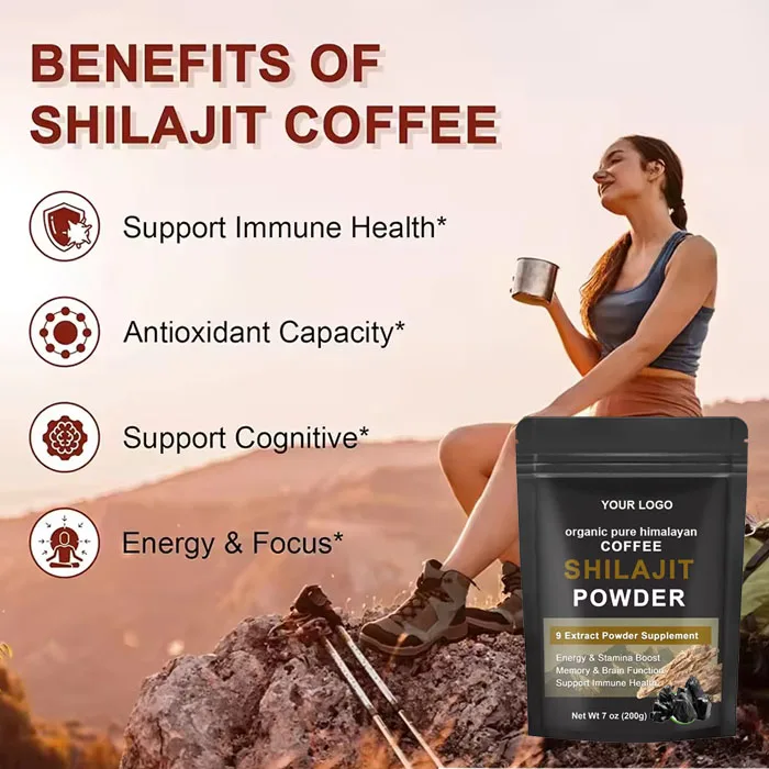 OEM Private Label Shilajit Coffee Powder Energy Drink Organic Himalayan Shilajit Extract Powder Pure Natural Shilajit Coffee