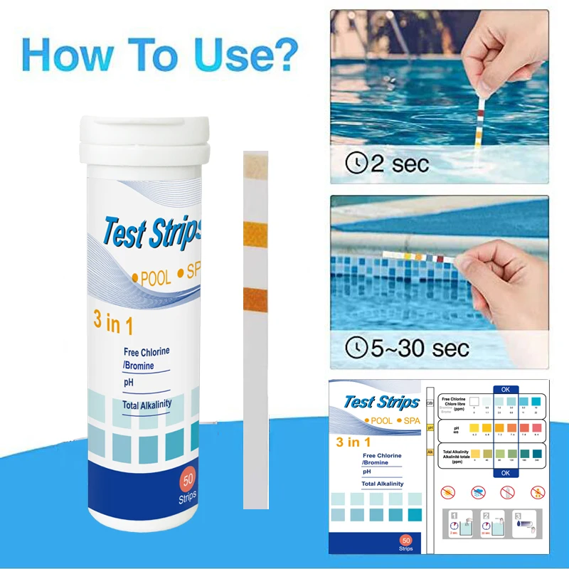 50 полосок комплект для тестирования качества воды с 3 параметрами высококачественные тест-полоски