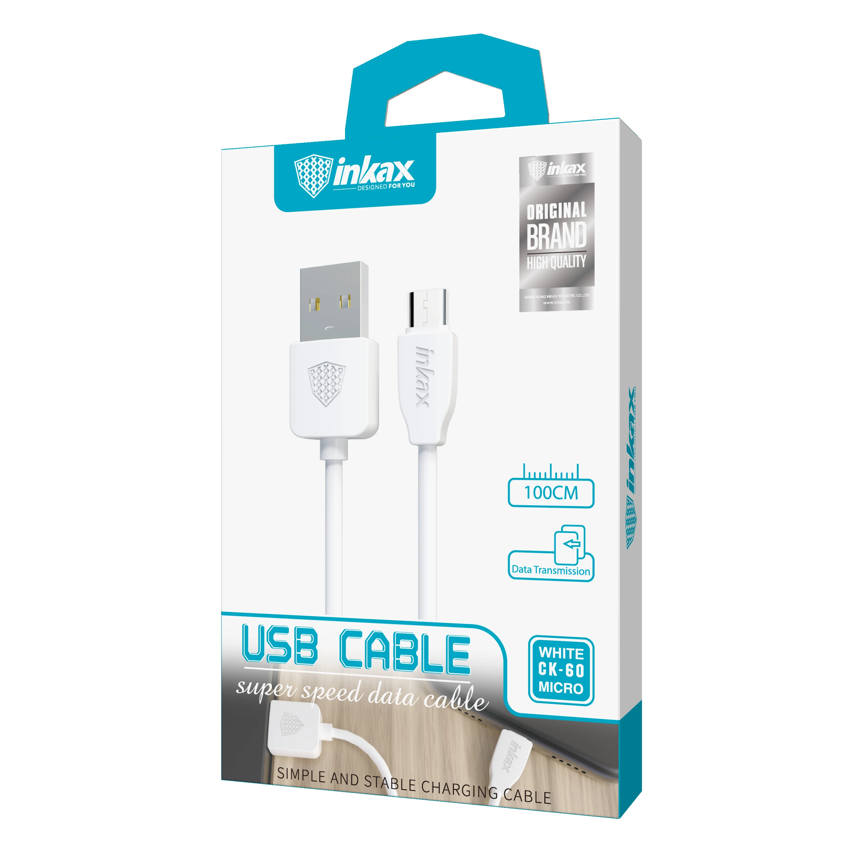 Cable USB 2 en 1 (Carga y Auriculares) Tipo C USB-C Inkax CK-13 de 1 Metro  Blanco Accesorios Cables