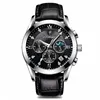 4 Silver Case Black Dial Leather Strap