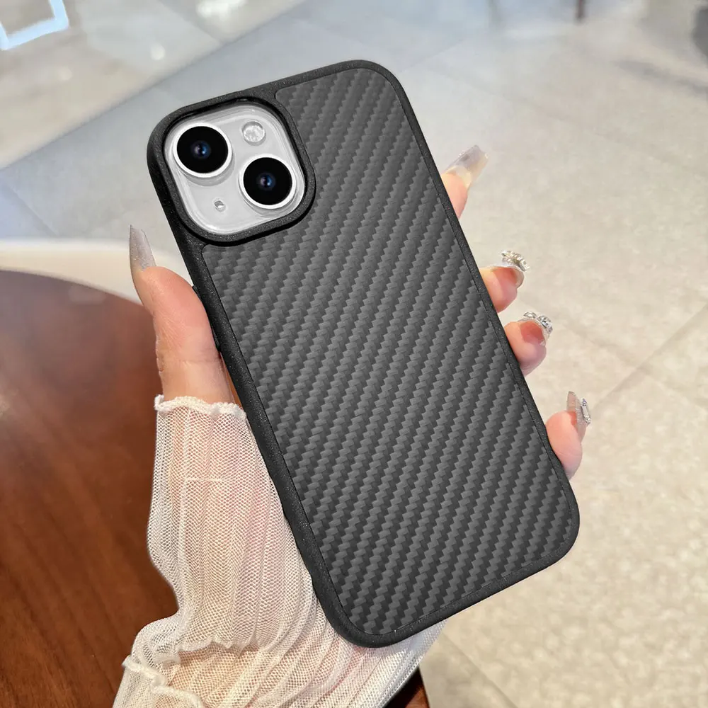 Aramid Fiber Phone Case For Iphone 15 14 13 12 11 7 Xr Xs Max Pro Plus Simple Business Skin Friendly Anti Fall Sjk481 Laudtec supplier