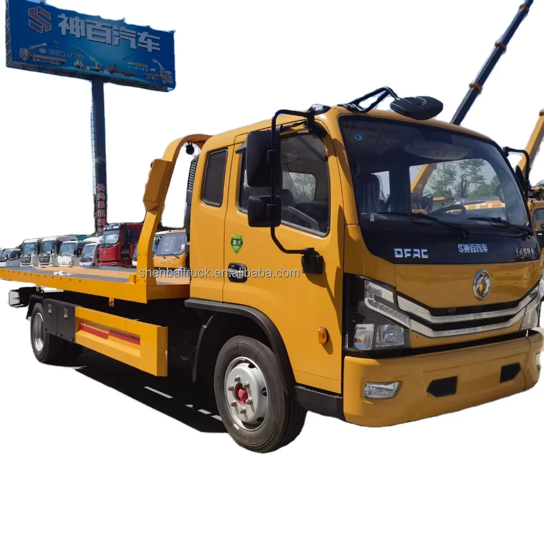 Dongfeng 4x2 Small 3Ton 5Ton Flatbed Tow Truck Road Emergency Rescue Vehicle Wrecker Tow Truck for Sale