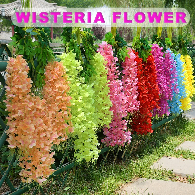 Artificial Silk Wisteria Vine 110cm Ratta Hanging Garland Silk Long