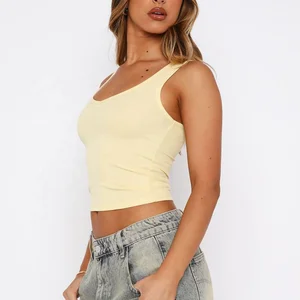 Manufacturer Oem Summer Sleeveless Plain Blank t Shirt Solid Color Women Sexy U Neck Slim Fit Ribbed tank Top