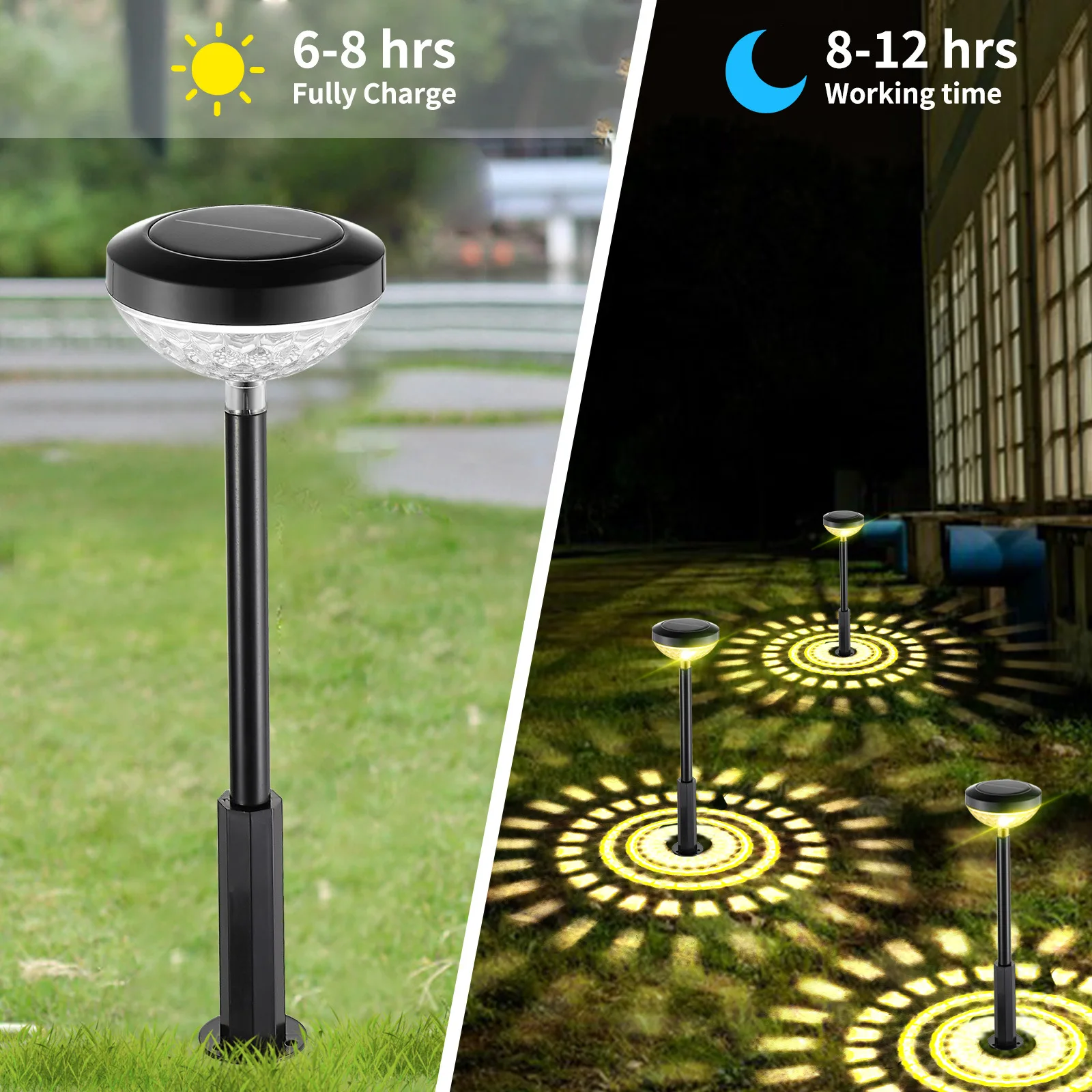New Pattern Design RGB Waterproof Solar Garden Outdoor Landscape Lawn Ground Light Lamp