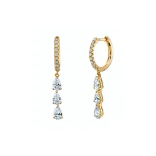 Wholesale Fashion Jewelry 925 Sterling Silver Diamond Huggie Hoop Earring Statement 18K Gold Plated Crystal Drop Earrings Women