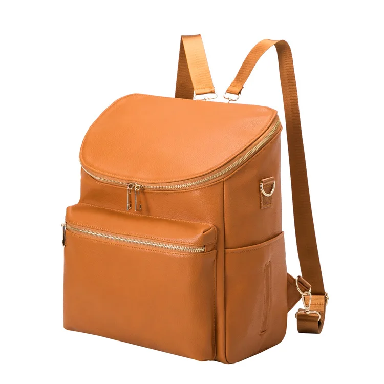 Pu Leather Baby Backpack Diaper Bag With Changing Station Functional