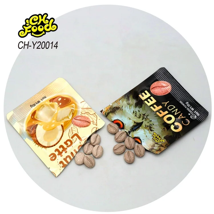 Coffee Hard Tablet Candy Wholesale and OEM China Candy Supplier Halal Sweets Snack Coffee Bean Candy Custom Cocomut Latte Candy