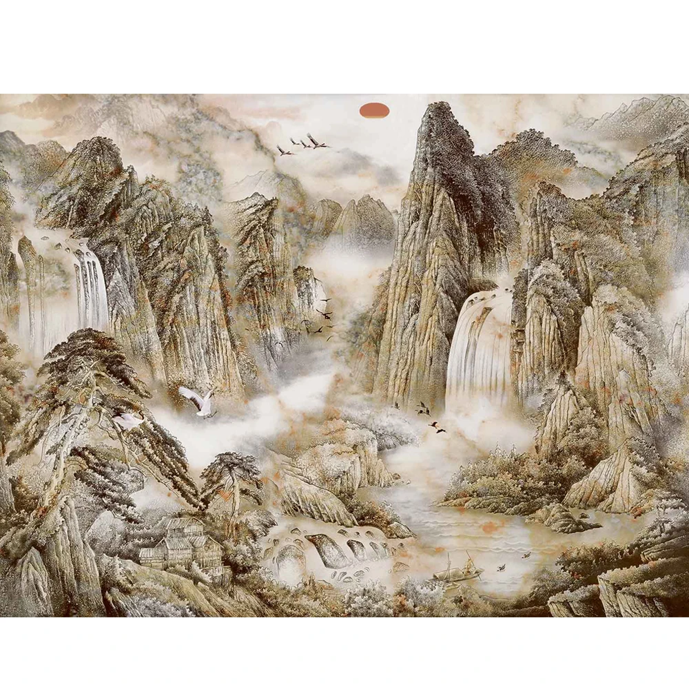 Direct Factory Sale Custom Size Natural Marble Stone Slab Tiles for Modern Landscape Background Wall Tiles Competitive Price