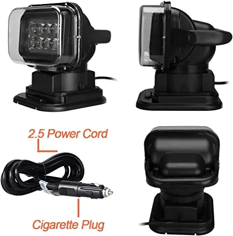 Projecteur De Recherche LED 50W Télécommandé - IP67, 8000 Lm, Rotation 360° Pour 4x4, Camping, Bateau - 9