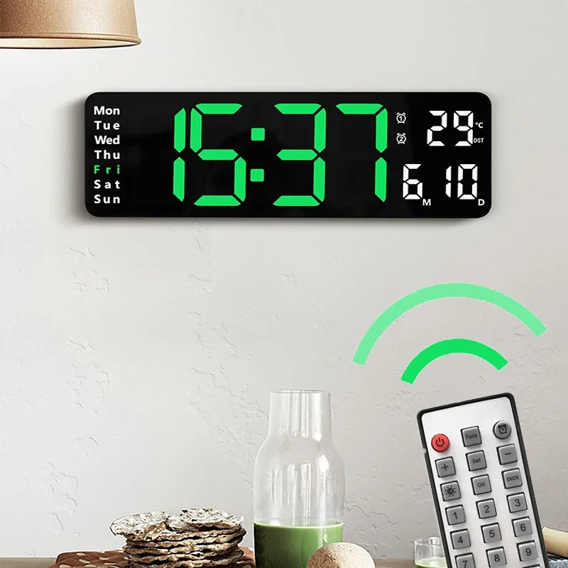Multifunctional Hotel Living Room Large Display Electronic LED Digital Wall Clock With Remote Control