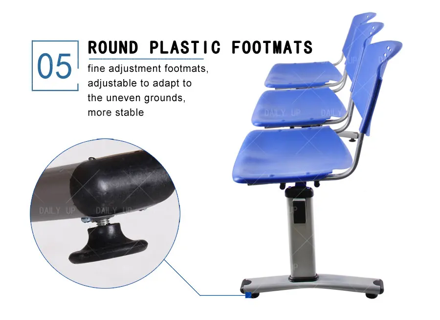 High Quality Station Waiting Bench With Metal Transom And Curved Back Durable Airport Chair Set For Public Area And Hospital