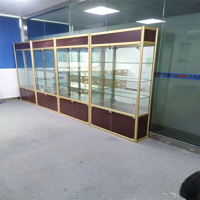 Custom-designed Rectangular LED-lit Tempered Glass Display case for Shopping Malls and Retail Stores.